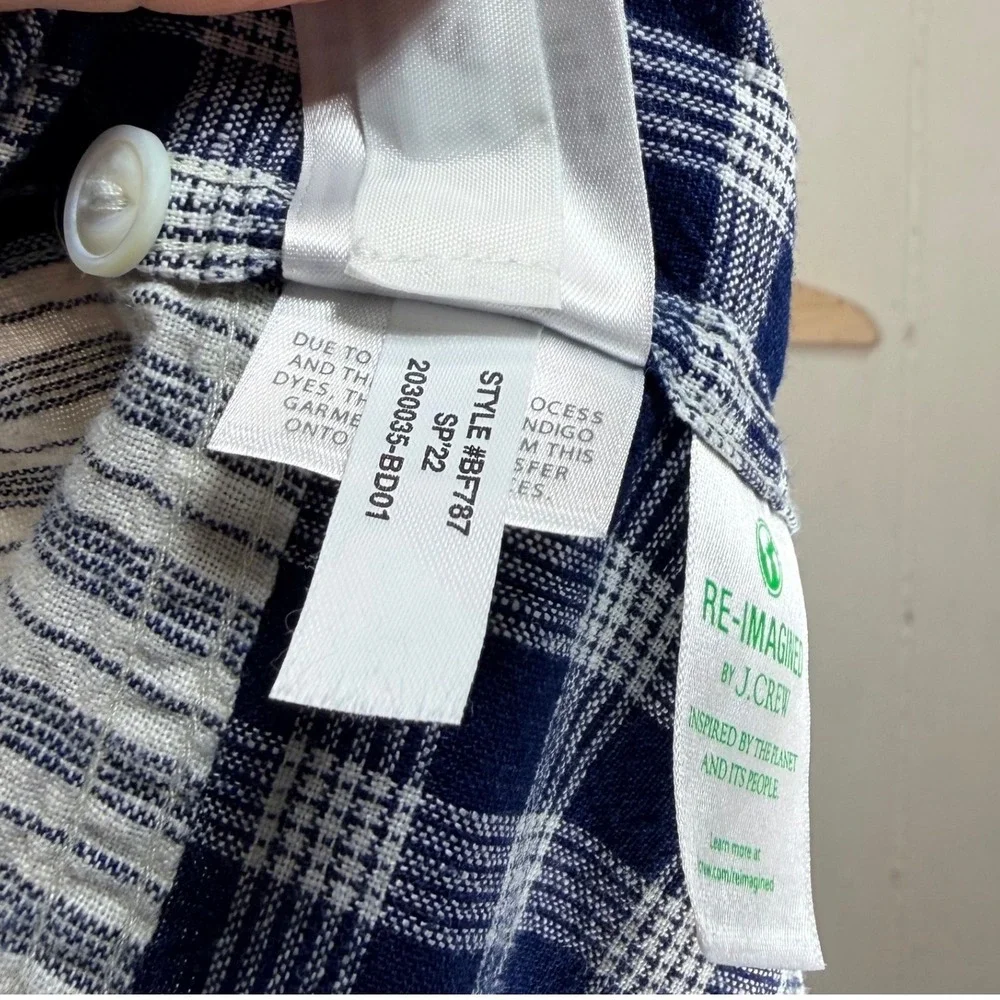 Wallace & Barnes Shacket XL Indigo Blue Patchwork Cotton Linen Camp Collar BF787